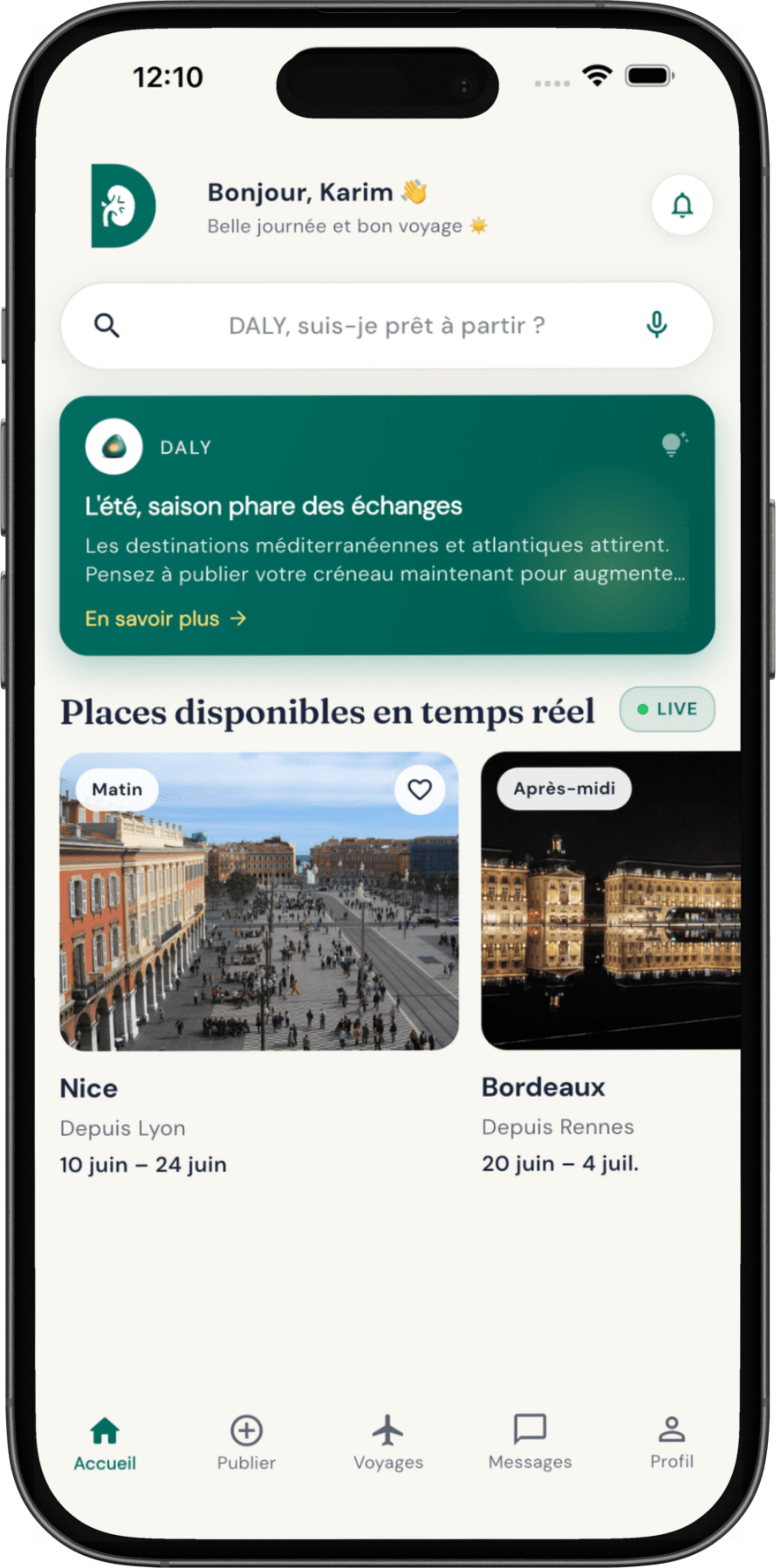 Étape 2 : Découvrez les places disponibles — application Dialymove