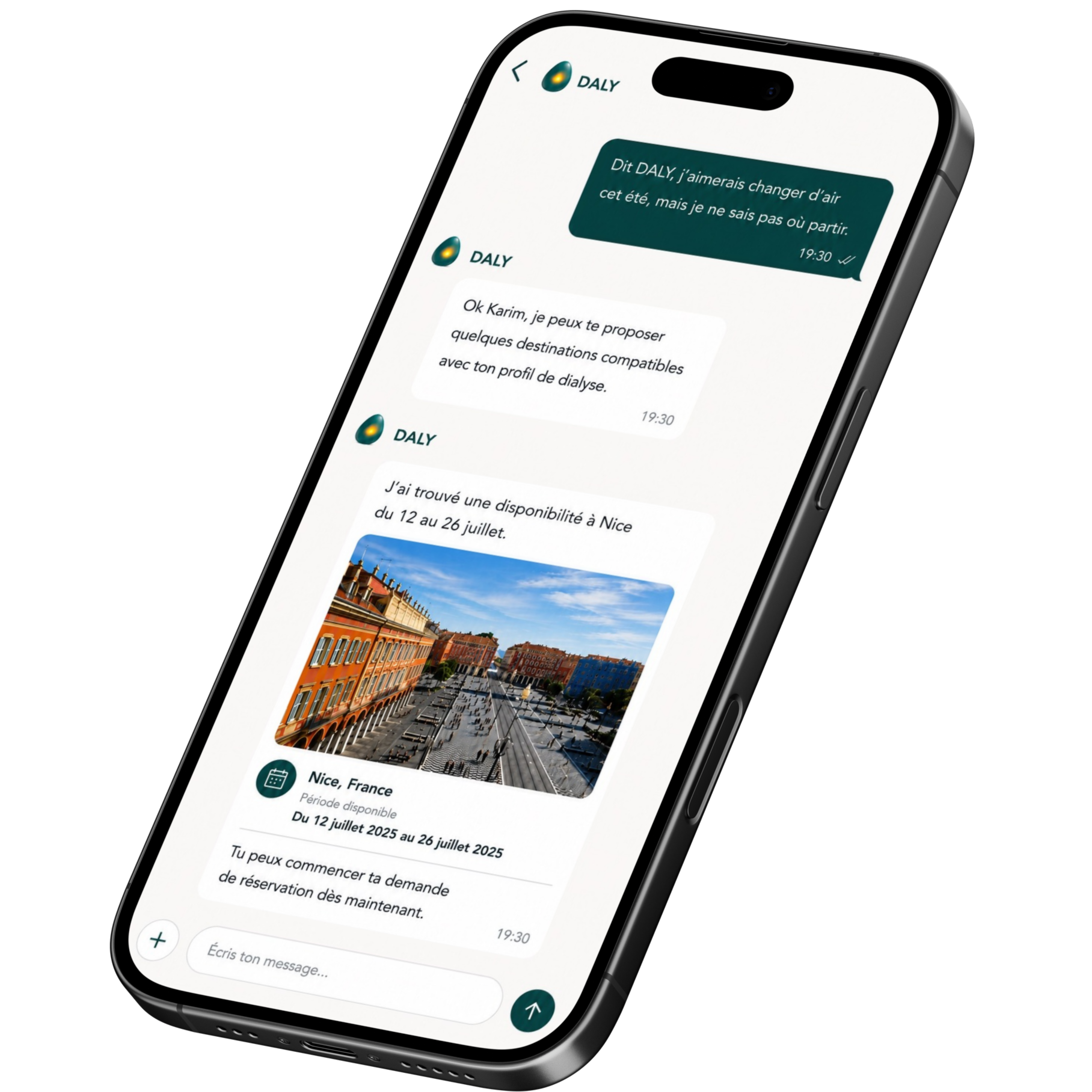 DALY, le conseiller Dialymove, suggère une destination de voyage